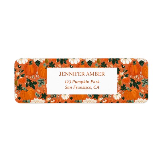 カボチャ素朴秋&紅葉シーズンメール ラベル (正面)