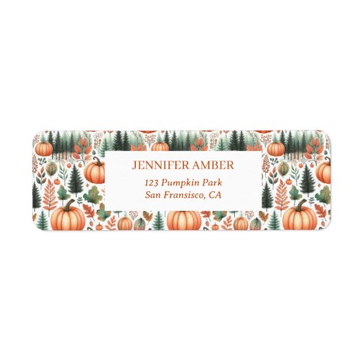 カボチャ素朴秋&紅葉シーズンメール ラベル (正面)