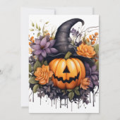 カボチャ紫オレンジフローラフォトハロウィーンカード シーズンカード (裏面)