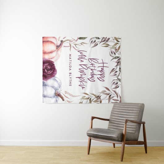 カボチャ紫色のフローラ秋誕生日 タペストリー (インサイチュ(横))