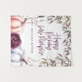 カボチャ紫色のフローラ秋誕生日 タペストリー (正面(横))