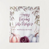 カボチャ紫色のフローラ秋誕生日 タペストリー (正面)