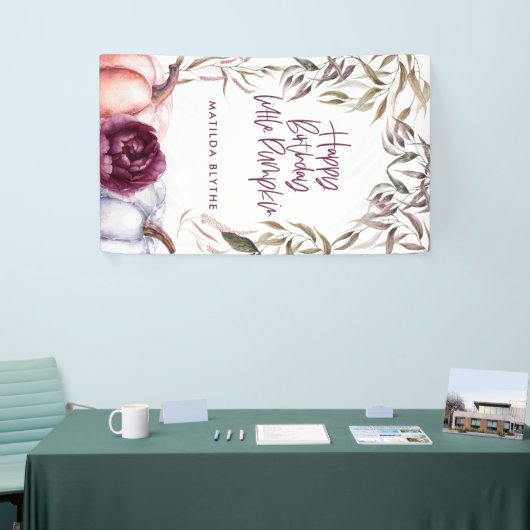 カボチャ紫色のフローラ秋誕生日 横断幕 (トレードショー)