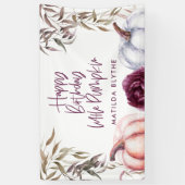 カボチャ紫色のフローラ秋誕生日 横断幕 (縦)