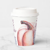 カボチャ紫色のフローラ秋誕生日 紙コップ (左)