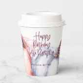 カボチャ紫色のフローラ秋誕生日 紙コップ (裏面)