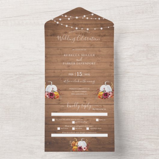 カボチャ結婚ンの全てを一つの招待状で オールインワン招待状 (内側)