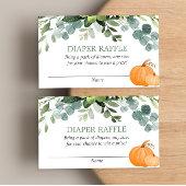 カボチャ緑の赤ちゃんシャワーおむつラッフルカード エンクロージャーカード