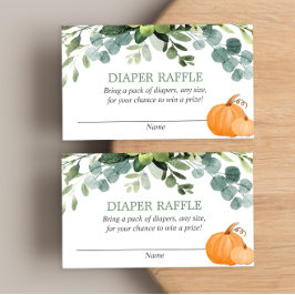 カボチャ緑の赤ちゃんシャワーおむつラッフルカード エンクロージャーカード
