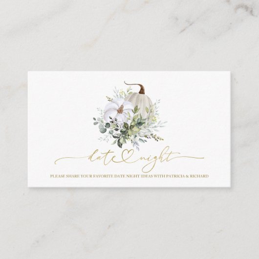 カボチャ緑ブライダルシャワーデイトナイトカード エンクロージャーカード (正面)