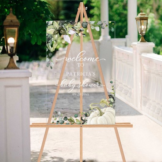 カボチャ緑秋ベビーシャワーウェルカムサイン アクリルサイン