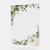 カボチャ緑秋ベビーシャワーウェルカムサイン アクリルサイン (傾斜)