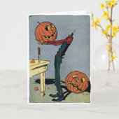 カボチャ自身の頭を彫る – ハロウィーン カード (黄色い花)