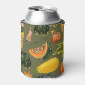カボチャ葉と：秋の緑 缶クーラー (缶正面)