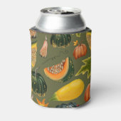 カボチャ葉と：秋の緑 缶クーラー (缶裏面)