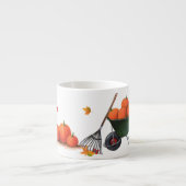 カボチャ葉のりんごおよび熊手との秋日 エスプレッソカップ (正面)