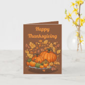 カボチャ葉ンと感謝祭 カード (黄色い花)
