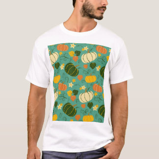 カボチャ葉ン、:秋の野菜パターン Tシャツ