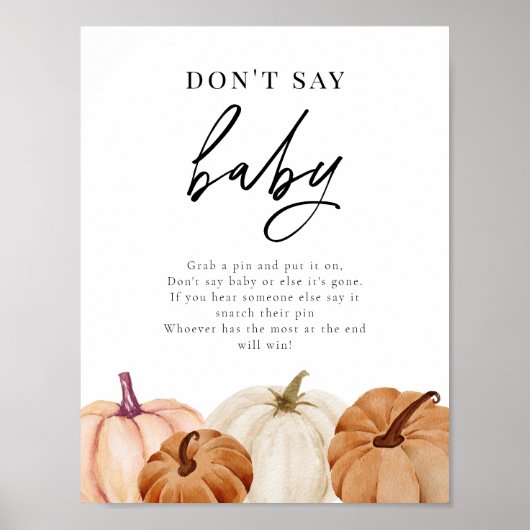 カボチャ言わないベビーゲームサイン ポスター (正面)