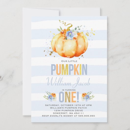 カボチャ誕生日の招待状の男の子のカボチャ誕生日 招待状 (正面)