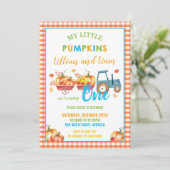 カボチャ誕生日パーティハーベストトラックツインズ 招待状 (スタンド正面)