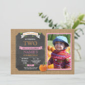 カボチャ誕生日パーティハーベストフォトピンク招待状 招待状 (スタンド正面)