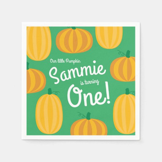 カボチャ誕生日パーティーキッズ スタンダードカクテルナプキン (正面)