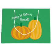 カボチャ誕生日パーティーキッズ ラージペーパーバッグ (正面)