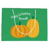 カボチャ誕生日パーティーキッズ ラージペーパーバッグ (裏面)