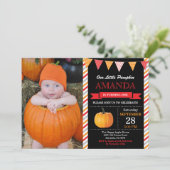 カボチャ誕生日招待状オレンジアンドレッド 招待状 (スタンド正面)