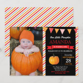 カボチャ誕生日招待状オレンジアンドレッド 招待状 (正面/裏面)