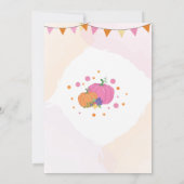 カボチャ誕生日招待状秋ピンクガール金ゴールド かわいらし 招待状 (裏面)