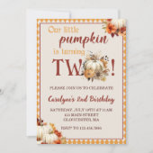 カボチャ誕生日私たちの小さなカボチャは2回転している 招待状 (正面)