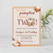 カボチャ誕生日私たちの小さなカボチャは2回転している 招待状 (スタンド正面)