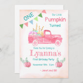 カボチャ誕生日、カボチャパーティー、第1誕生日 サンキューカード (正面/裏面)