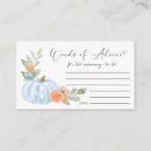 カボチャ語のアドバイス男の赤ちゃんシャワー エンクロージャーカード (正面)