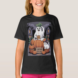 カボチャ販売中 & カフェイン幽霊 & 猫 V2 Tシャツ
