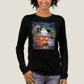 カボチャ販売 & カフェインの幽霊 & 猫 トライブレンドTシャツ (正面)