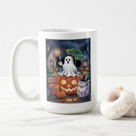 カボチャ販売&カフェイン幽霊と猫のマグカップ コーヒーマグカップ