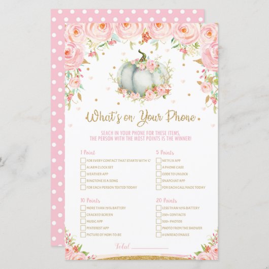 カボチャ赤ちゃんシャワーあなたの電話ゲームの何 (正面/裏面)