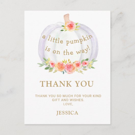 カボチャ赤ちゃんシャワーありがとうはがき インビテーションポストカード (正面)