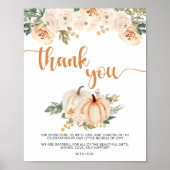 カボチャ赤ちゃんシャワーありがとうサイン ポスター (正面)