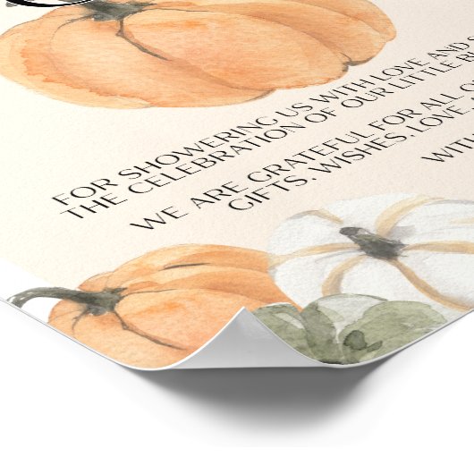 カボチャ赤ちゃんシャワーありがとうサイン ポスター (角)