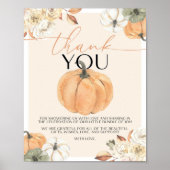 カボチャ赤ちゃんシャワーありがとうサイン ポスター (正面)