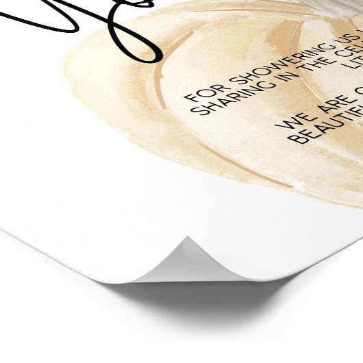 カボチャ赤ちゃんシャワーありがとうサイン ポスター (角)