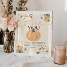 カボチャ赤ちゃんシャワーありがとうサイン ポスター