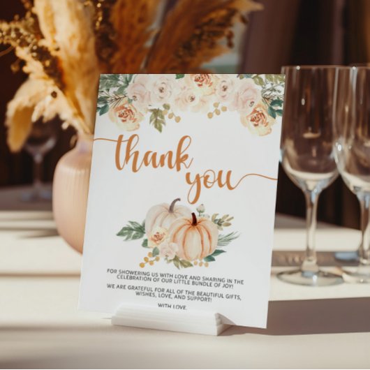 カボチャ赤ちゃんシャワーありがとうサイン ポスター