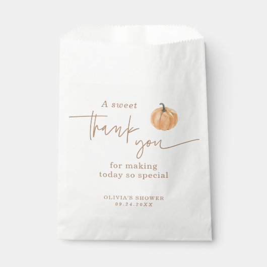 カボチャ赤ちゃんシャワーありがとう好意、秋ベビー フェイバーバッグ (正面)