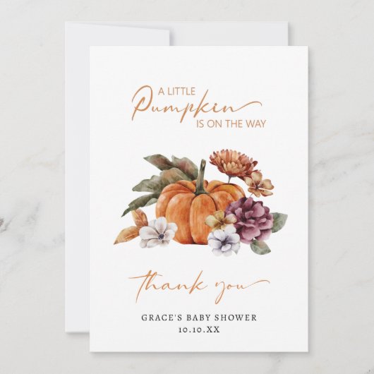 カボチャ赤ちゃんシャワーありがとう サンキューカード (正面)