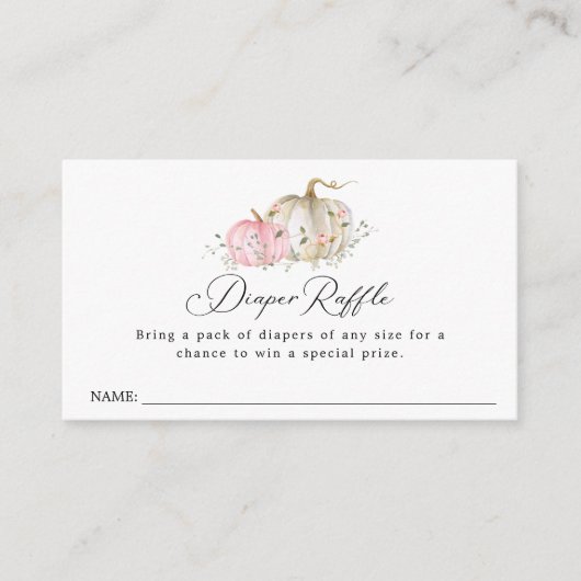 カボチャ赤ちゃんシャワーおむつラッフルチケット エンクロージャーカード (正面)